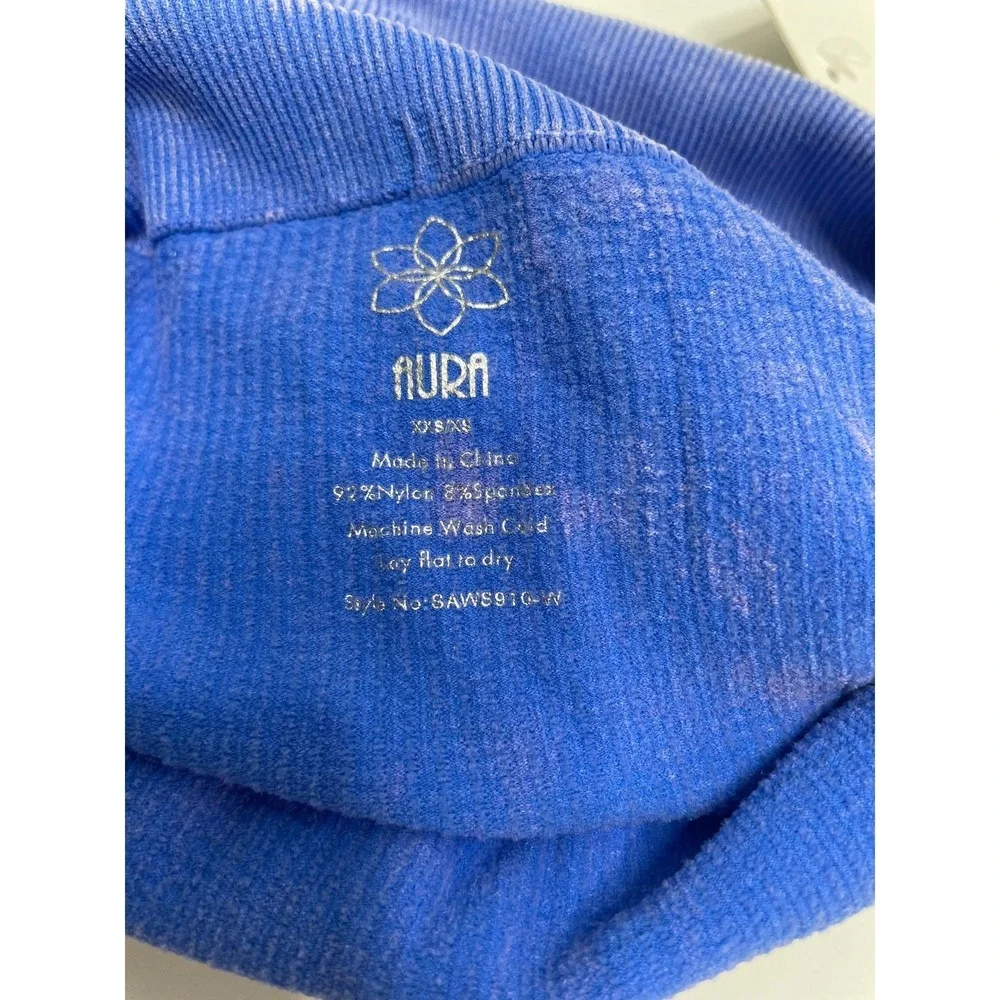 Aura Blue Athleisure Ribbed High Waisted Biker Shorts XXS‎ XS SAWS910-W New